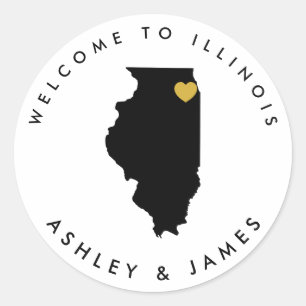 Illinois Hochzeitsticker für Leckerei Box Bag Runder Aufkleber