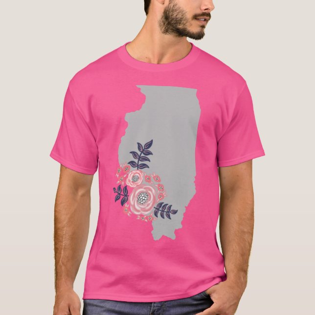 Illinois Home State Blumenstrauß T-Shirt (Vorderseite)