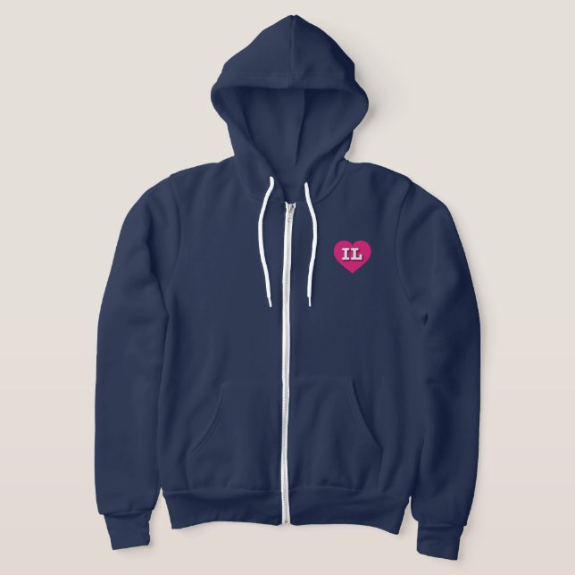 Illinois Hot Pink Heart - I Liebe IL Hoodie (Ablage )