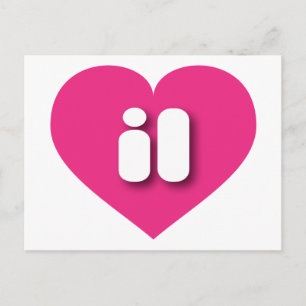 Illinois hot pink heart - I Liebe il Postkarte