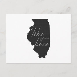 Illinois I like it Here Staat Shaped Chalkboard Postkarte