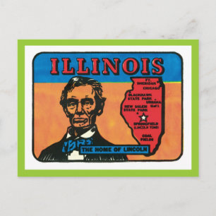 Illinois IL Vintager Staat Postkarte