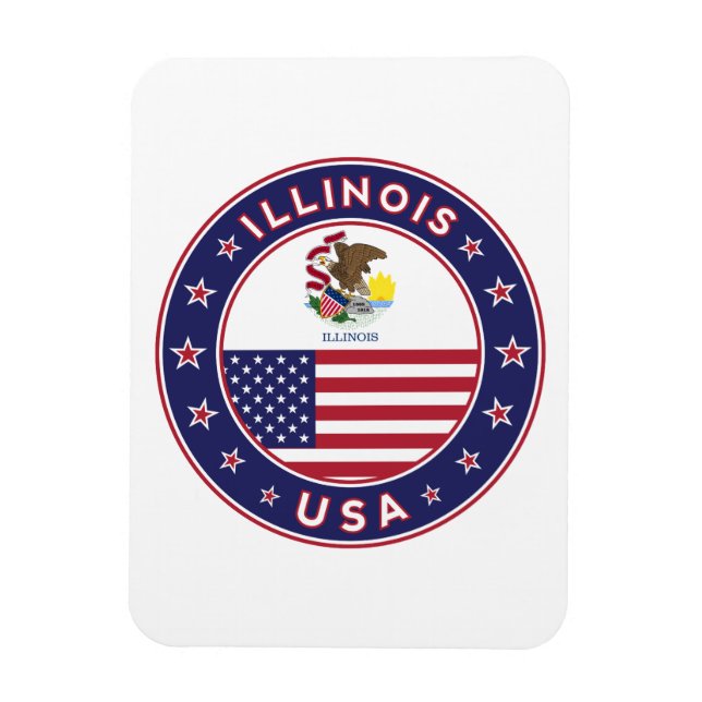 Illinois, Illinois-T - Shirt, Illinois-Aufkleber, Magnet (Vertikal)