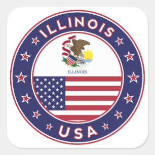 Illinois, Illinois-T - Shirt, Illinois-Aufkleber, Quadratischer Aufkleber