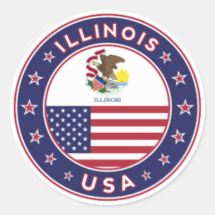 Illinois, Illinois-T - Shirt, Illinois-Aufkleber, Runder Aufkleber