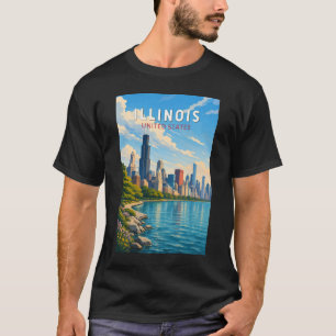 Illinois Illustration Reise Kunst Vintage T-Shirt