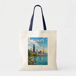 Illinois Illustration Reise Kunst Vintage Tragetasche