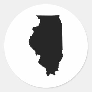 Illinois in Schwarz und Weiß Runder Aufkleber