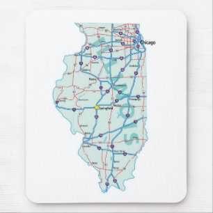 Illinois Interstate Map Mousepad