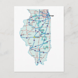Illinois Interstate Map Postcard Postkarte