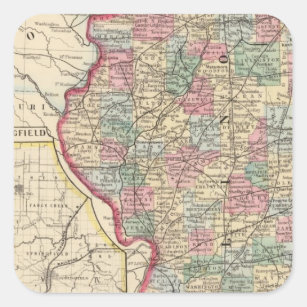 Illinois-Karte durch Mitchell Quadratischer Aufkleber