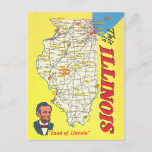 Illinois-Karte Vintager Tourismus Postkarte