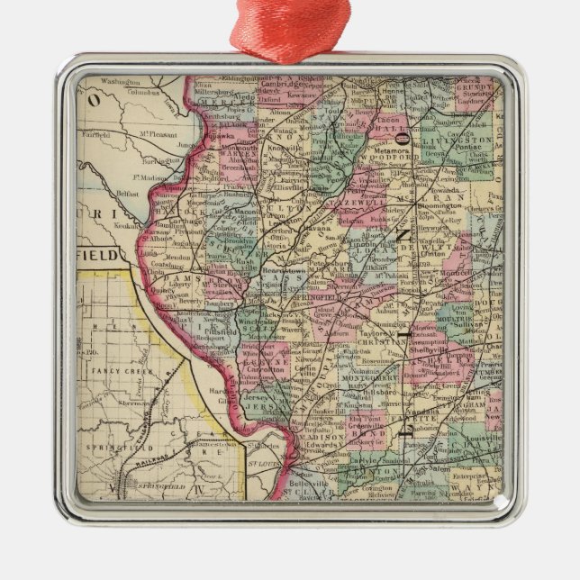 Illinois Karte von Mitchell Silbernes Ornament (Vorne)