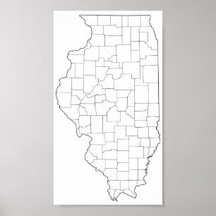 Illinois-Landkreis-leere Kontur-Karte Poster
