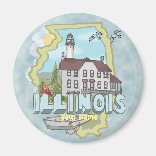 Illinois Leuchtturm  Magnet (Vorne)