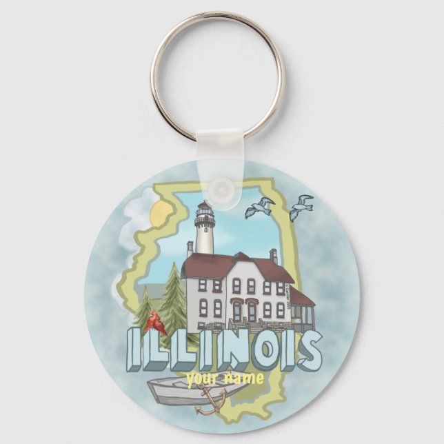 Illinois Leuchtturm Schlüsselanhänger  (Vorderseite)