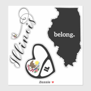 Illinois Liebe, 3 Designs, Die Stickers schneiden Aufkleber