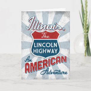 Illinois Lincoln Highway Vintag Amerika Karte