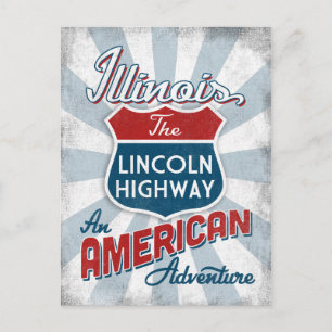 Illinois Lincoln Highway Vintag Amerika Postkarte