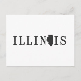 Illinois Map Shaped Letter Staat Word Art Black Postkarte