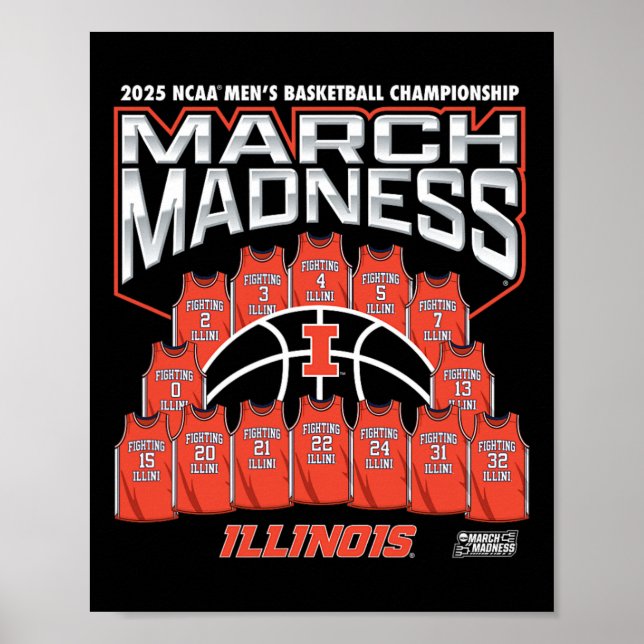 Illinois March Madness 2025 Men's Sketll Nil  Poster (Vorne)