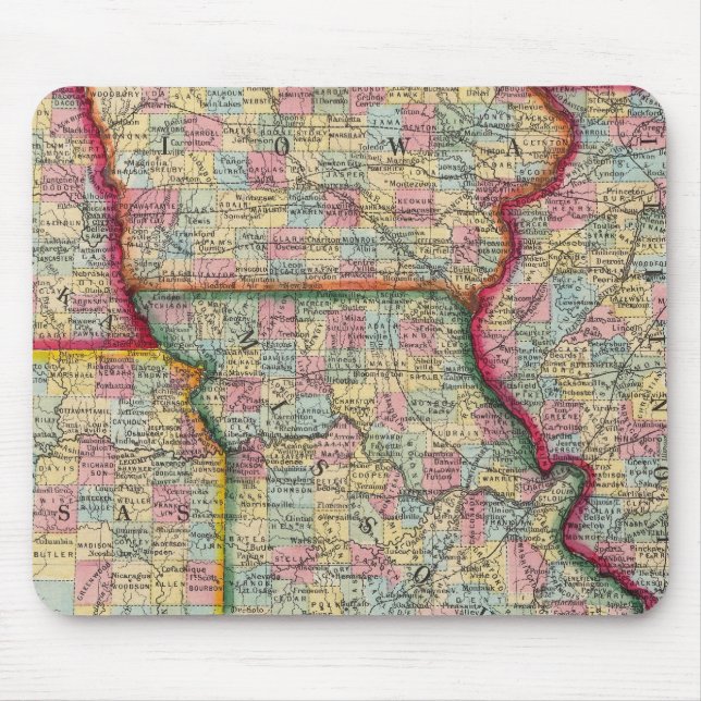 Illinois, Missouri, Iowa, Nebraska und Kansas Mousepad (Vorne)