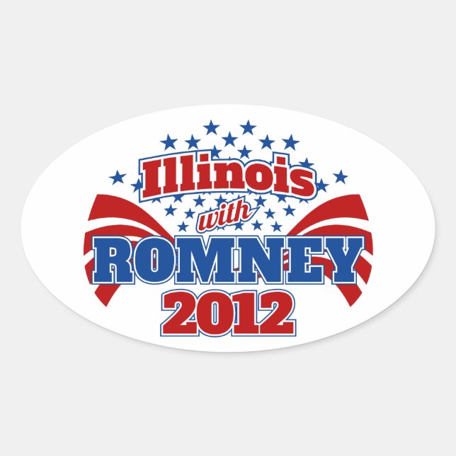 Illinois mit Romney 2012 Ovaler Aufkleber (Vorderseite)