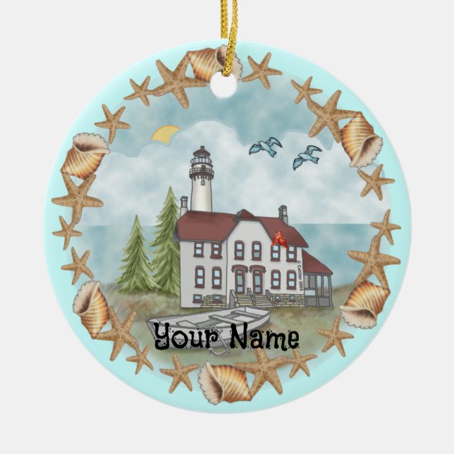 Illinois Muscheln Leuchtturm Ornament (Vorne)
