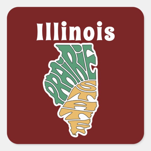 Illinois Nickname Word Art Quadratischer Aufkleber (Vorderseite)