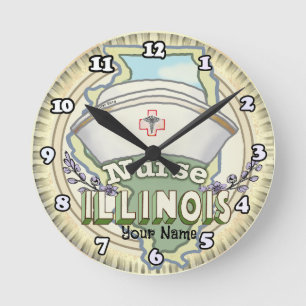 Illinois Nurse Runde Wanduhr