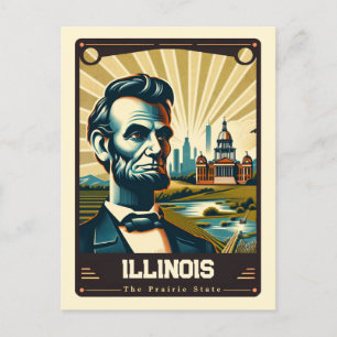 Illinois   Patriotischer Geist Vintag Postkarte