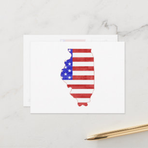 Illinois Patriotischer Staat Gestapelte Amerikanis Postkarte