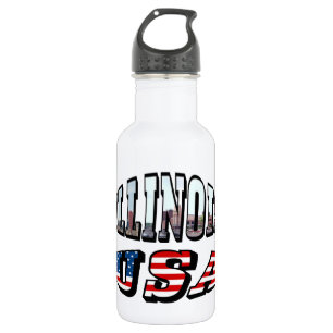Illinois Picture und USA Flag Text Trinkflasche