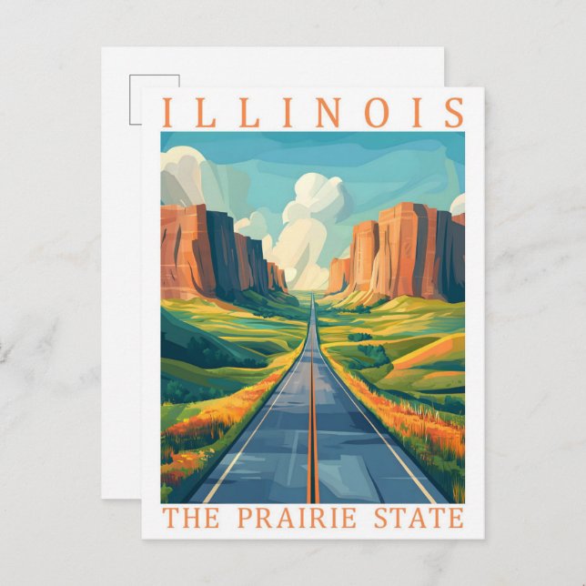 Illinois, Prairie Staat USA Travel Place Postkarte (Vorne/Hinten)