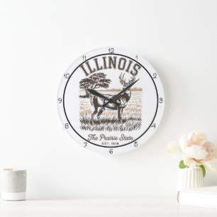 Illinois Prairie State Hirsch Große Wanduhr