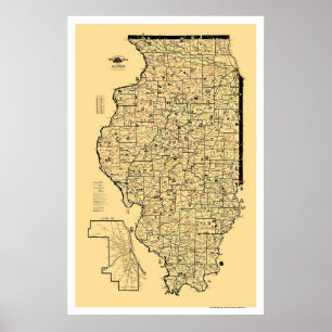 Illinois Railroad Map 1897 Poster