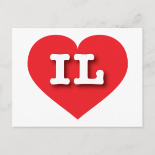 Illinois Red Heart - I Liebe IL Postkarte