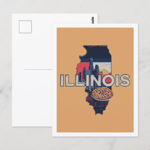 Illinois Retro Travel Design Iconic US Staaten Postkarte