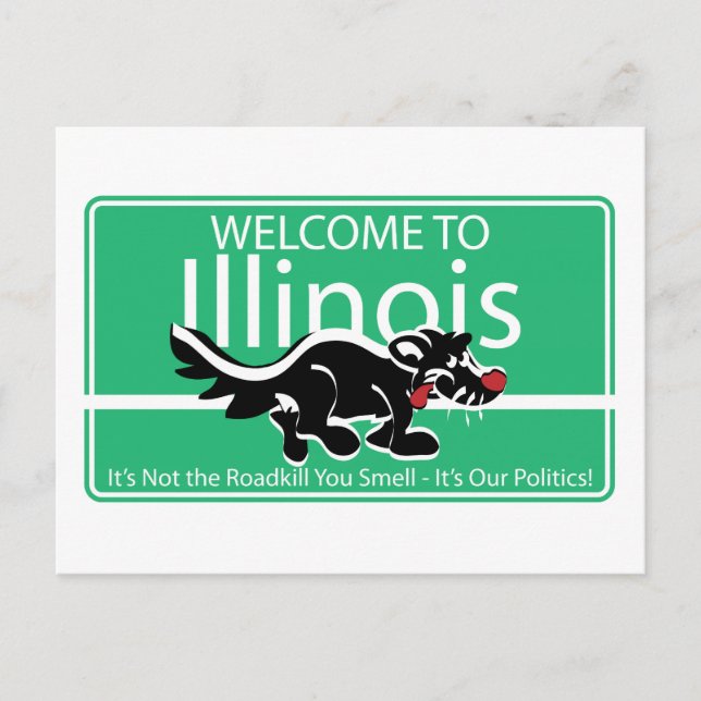 Illinois Road Sign Postkarte (Vorderseite)