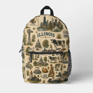 Illinois Route 66 City Trail Reise Bedruckter Rucksack