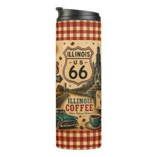 Illinois Route 66 Coffee Roadside Café Glow Thermosbecher
