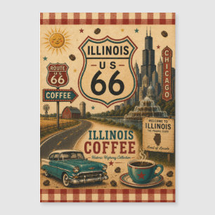 Illinois Route 66 Kaffee-Kühlschrank-Andenken Magnetkarte