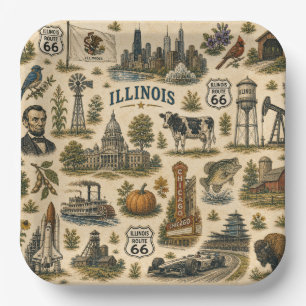 Illinois Route 66 Party-Skyline Pappteller