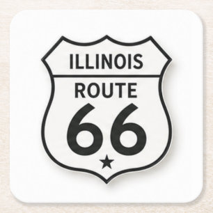 Illinois Route 66 Retro Weißer Schild Untersetzer