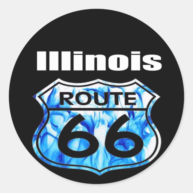 Illinois-Route 66 Runder Aufkleber (Vorderseite)