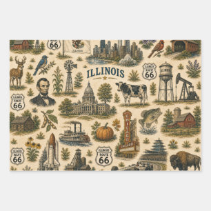 Illinois Route 66 Skyline-Geschenk Geschenkpapier Set