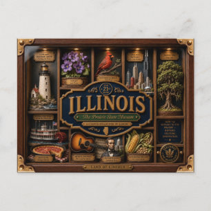 Illinois Shadow Box 3D Figurine Staat Postkarte