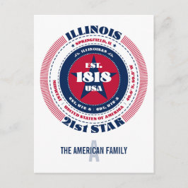 Illinois, Springfield, IL, Patriotisch, Monogramm Postkarte