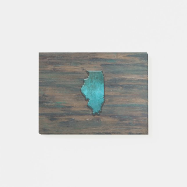 Illinois Staat Form Aquamarin Post-it Klebezettel (Vorderseite)