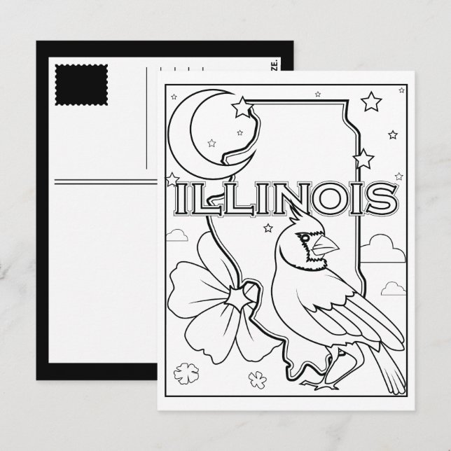 Illinois Staat Form Blume Birdcollage Postkarte (Vorne/Hinten)